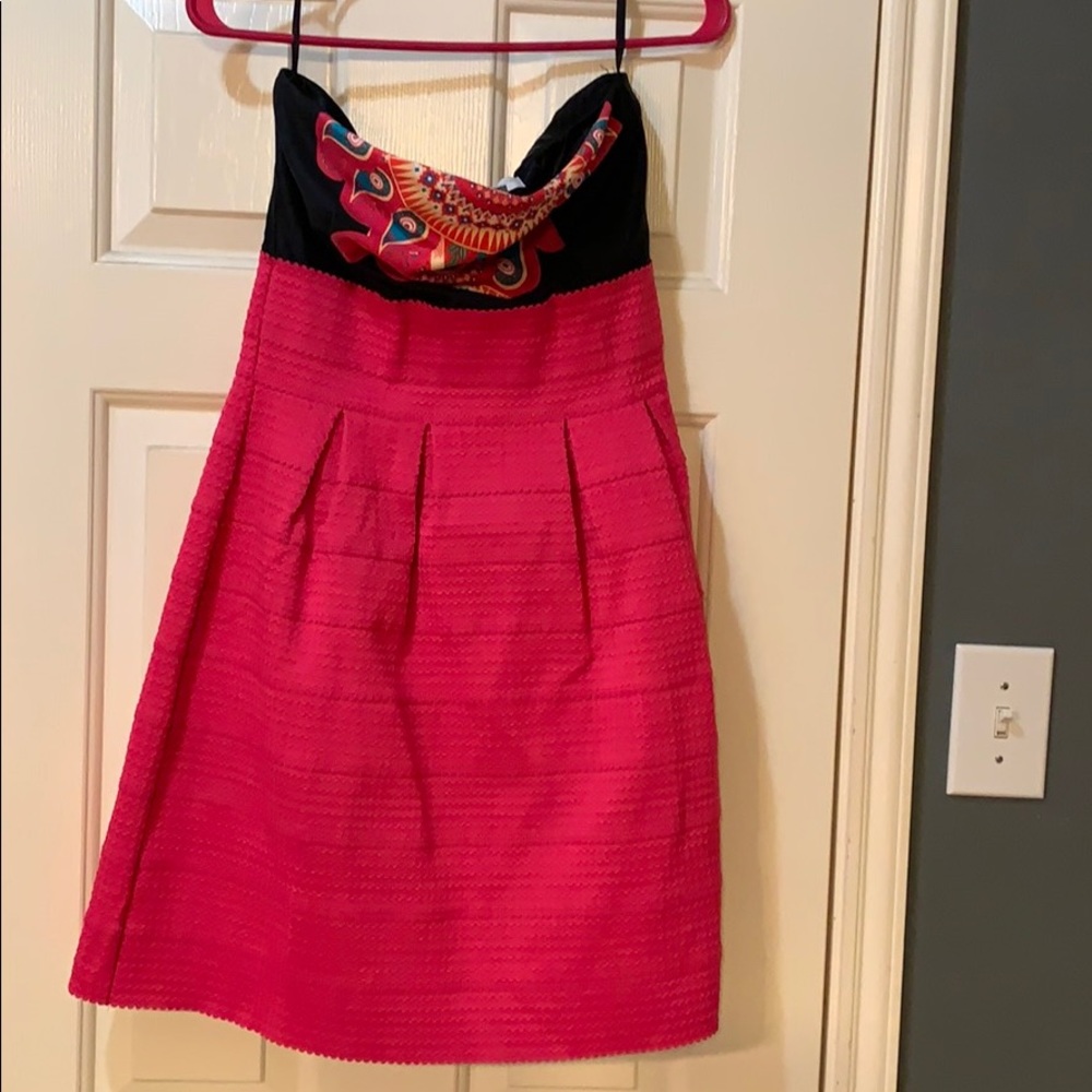 Pink and black cocktail dress